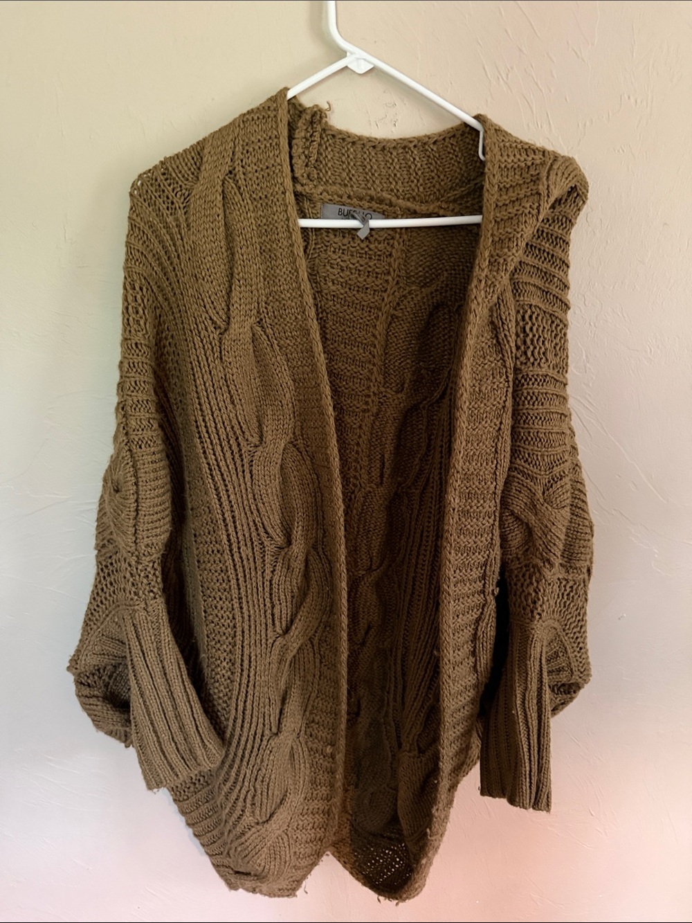 Buffalo David Bitton Chunky Cable Knit Cardigan - Brown